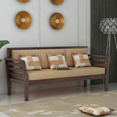 Fusta Solid Sheesham Wood 3 Seater Sofa (Walnut Finish)